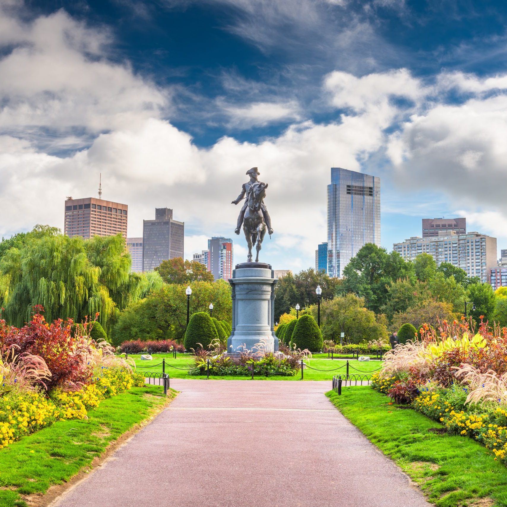 George Washington Monument at Public Garden in Boston, Massachusetts.